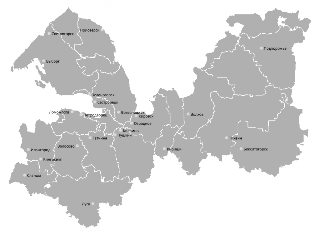 Ленобласть карта с городами подробная 2022